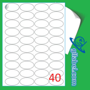 ป้ายฉลากสติ๊กเกอร์ขาวมันวงรีขนาด 26x45 มม.