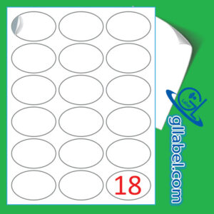 ป้ายฉลากสติ๊กเกอร์ขาวมันวงรีขนาด 45x60 มม.