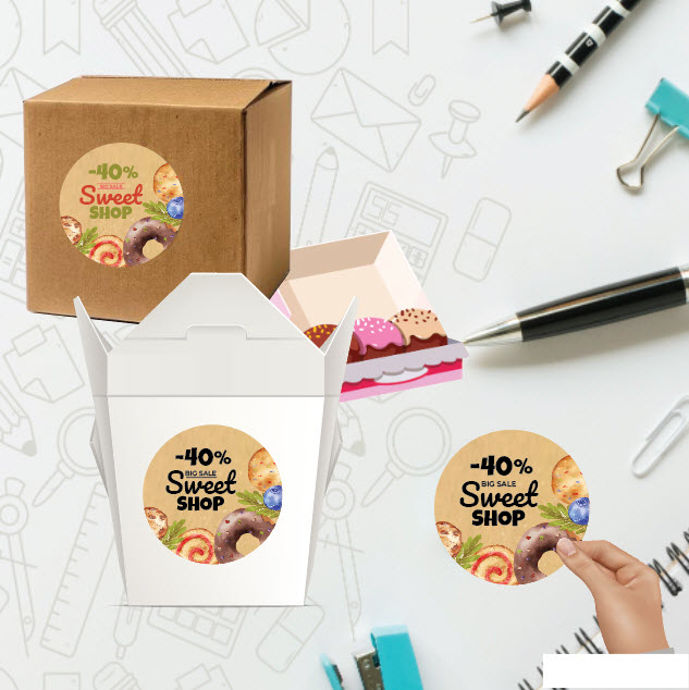ป้ายฉลากสติ๊กเกอร์กระดาษสีแดงวงกลมขนาด 75 มม. - Image 3