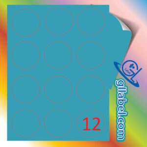 ป้ายฉลากสติ๊กเกอร์กระดาษสีฟ้าวงกลมขนาด 60 มม.
