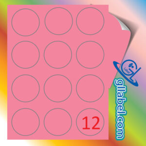 ป้ายฉลากสติ๊กเกอร์กระดาษสีบานเย็นวงกลมขนาด 60 มม.
