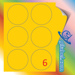 ป้ายฉลากสติ๊กเกอร์กระดาษสีเหลืองทองวงกลมขนาด 75 มม.