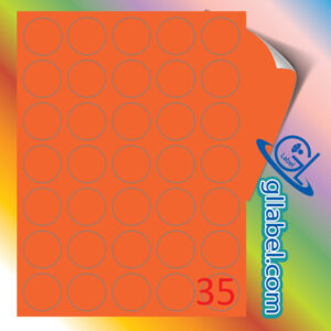 ป้ายฉลากสติ๊กเกอร์กระดาษสีส้มวงกลมขนาด 35 มม.