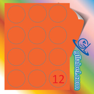 ป้ายฉลากสติ๊กเกอร์กระดาษสีส้มวงกลมขนาด 60 มม.