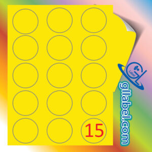 ป้ายฉลากสติ๊กเกอร์กระดาษสีเหลืองวงกลมขนาด 55 มม.