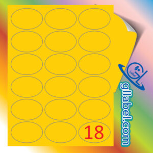 ป้ายฉลากสติ๊กเกอร์กระดาษสีเหลืองทองวงรีขนาด 45x60 มม.