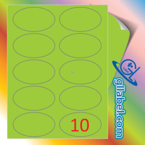ป้ายฉลากสติ๊กเกอร์กระดาษสีเขียวตองอ่อนวงรีขนาด 55x90 มม.
