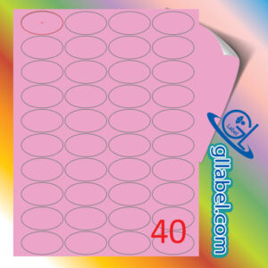 ป้ายฉลากสติ๊กเกอร์กระดาษสีชมพูวงรีขนาด 26x45 มม.