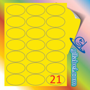 ป้ายฉลากสติ๊กเกอร์กระดาษสีเหลืองวงรี 35x60 มม.