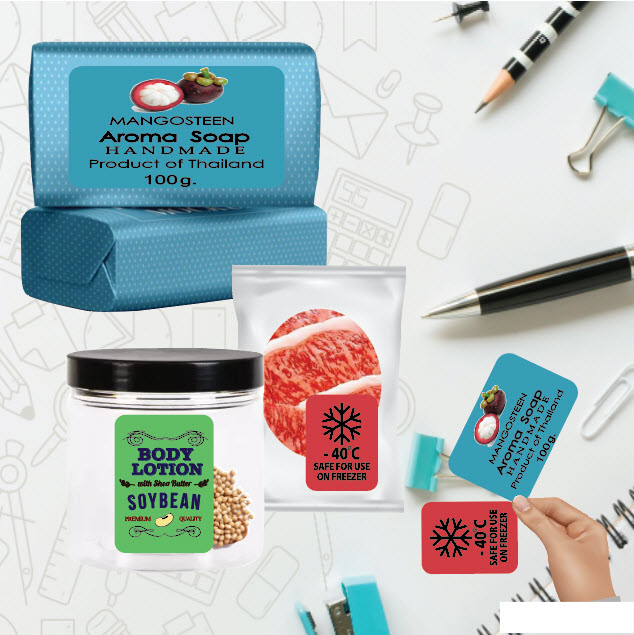 ป้ายฉลากสติ๊กเกอร์กระดาษสีฟ้าสี่เหลี่ยมมุมมนขนาด 90x190 มม. - Image 3