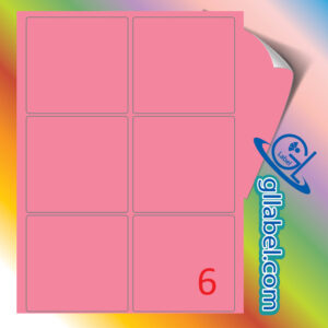 ป้ายฉลากสติ๊กเกอร์กระดาษสีบานเย็นสี่เหลี่ยมมุมมนขนาด 93x93 มม.