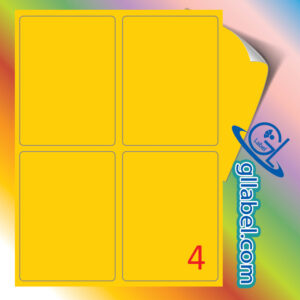 ป้ายฉลากสติ๊กเกอร์กระดาษสีเหลืองทองสี่เหลี่ยมมุมมนขนาด 140x93 มม.