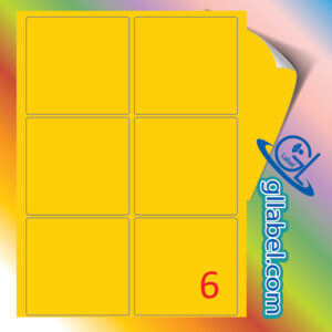 ป้ายฉลากสติ๊กเกอร์กระดาษสีเหลืองทองสี่เหลี่ยมมุมมนขนาด 93x93 มม.