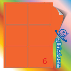 ป้ายฉลากสติ๊กเกอร์กระดาษสีส้มสี่เหลี่ยมมุมมนขนาด 93x93 มม.