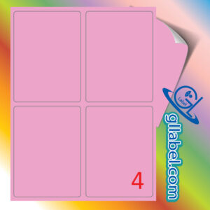 ป้ายฉลากสติ๊กเกอร์กระดาษสีชมพูสี่เหลี่ยมมุมมนขนาด 140x93 มม.