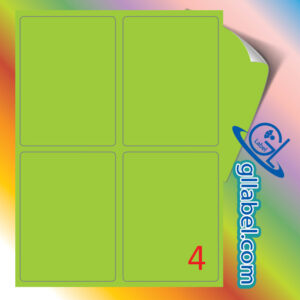 ป้ายฉลากสติ๊กเกอร์กระดาษสีเขียวตองอ่อนสี่เหลี่ยมมุมมนขนาด 140x93 มม.