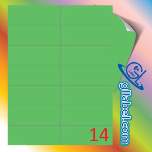 ป้ายฉลากสติ๊กเกอร์กระดาษสีเขียวสี่เหลี่ยมมุมตรงขนาด 42x105 มม.
