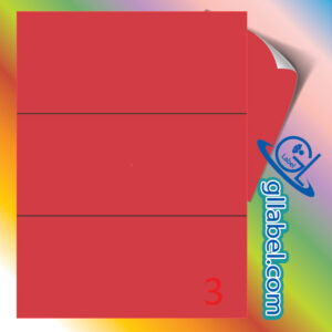 ป้ายฉลากสติ๊กเกอร์กระดาษสีแดงสี่เหลี่ยมมุมตรงขนาด 99x210 มม.
