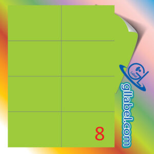 ป้ายฉลากสติ๊กเกอร์กระดาษสีเขียวตองอ่อนสี่เหลี่ยมมุมตรงขนาด 74x105 มม.