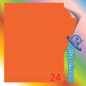 ป้ายฉลากสติ๊กเกอร์กระดาษสีส้มสี่เหลี่ยมมุมตรงขนาด 37x70 มม.