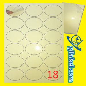 ป้ายฉลากสติ๊กเกอร์พีวีซีใสวงรีขนาด 45x60 มม.